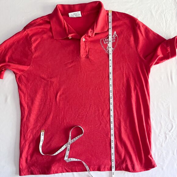 Vintage Hanes Polo Shirt Mens XL (L) 50/50 USA Red Single Stitch Academia Logo‎ - Picture 8 of 10